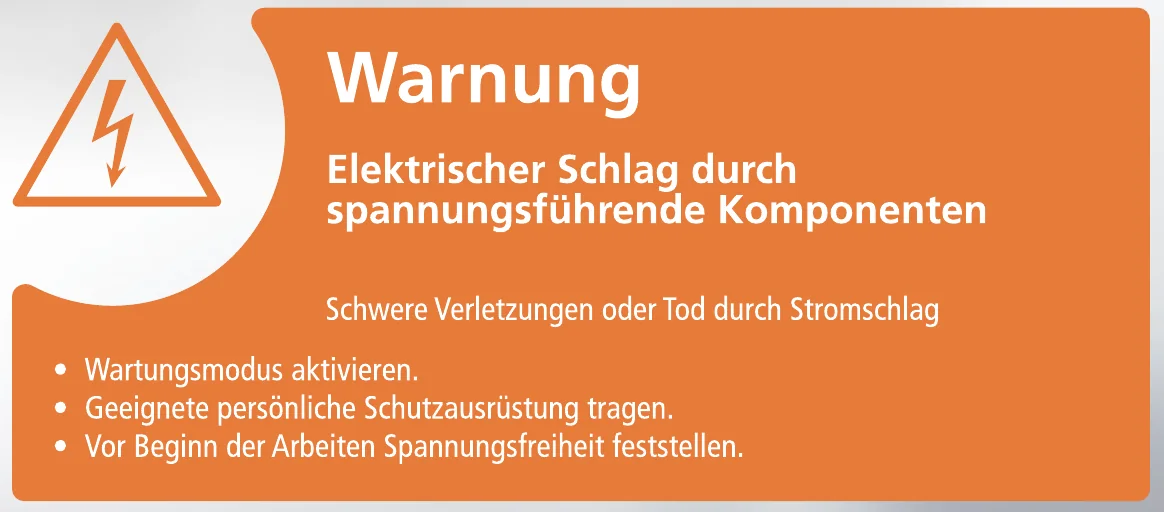 Orangefarbener Sicherheitshinweis Warnung Elektrischer Schlag mit Warnsymbol