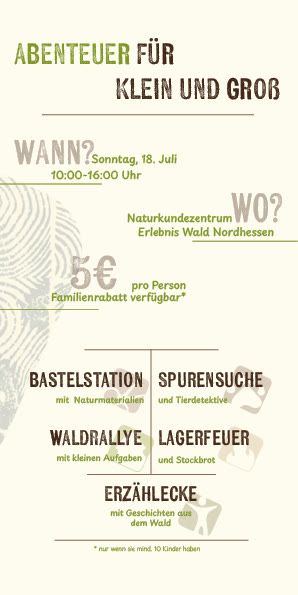 Flyer-Rückseite mit Termin, Preis und Programmpunkten
