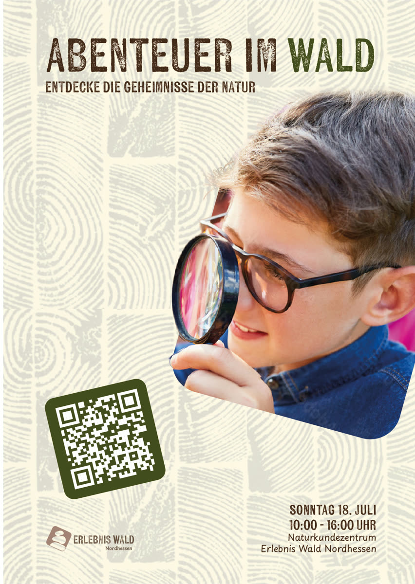 Plakat 2: Ein Junge schaut durch eine Lupe