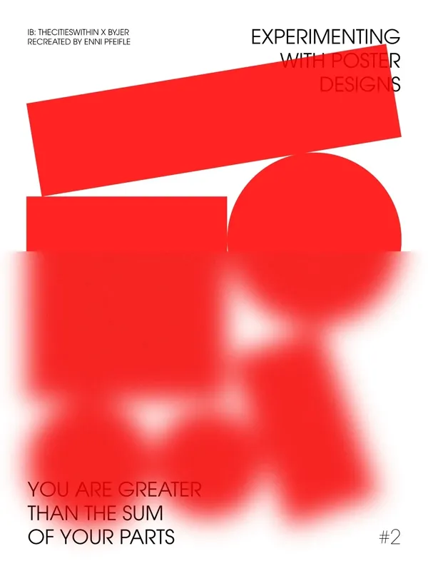 Posterdesign – rote geometrische Formen mit Unschärfeverlauf